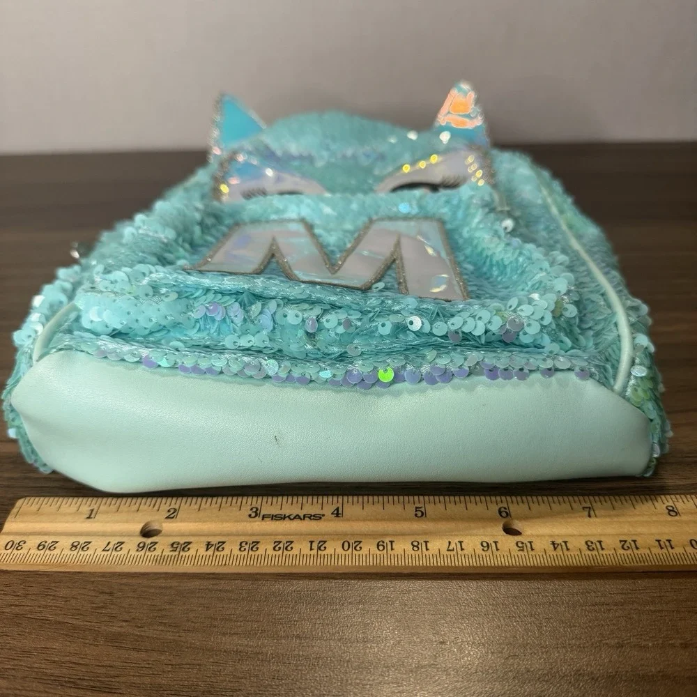 Justice MINI Owl Blue/Green Flip Sequin Initial Shimmer‎ Backpack Initial M
